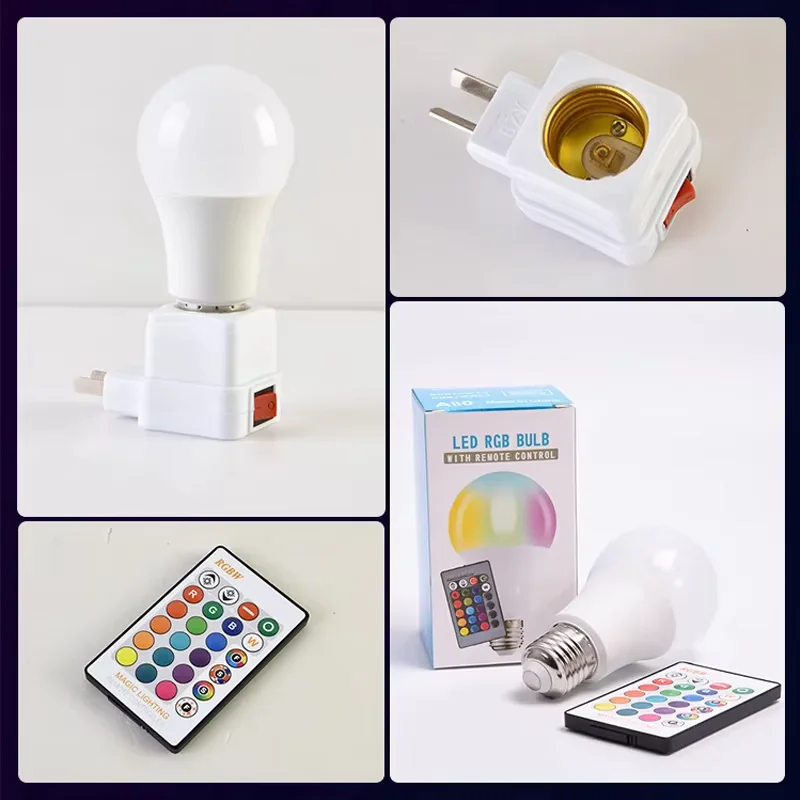 RGB LED Bulbs With Light Switch 220V RGBW E27 7W/15W/20W Remote Control Colorful Spotlights For Home Living Room Decorative Lamp