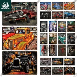 Putuo Decor Classic Cars Retro Plaque Metal Plate Vintage Tin Sign for Garage Man Cave Home Wall Art Decoration Car Posters