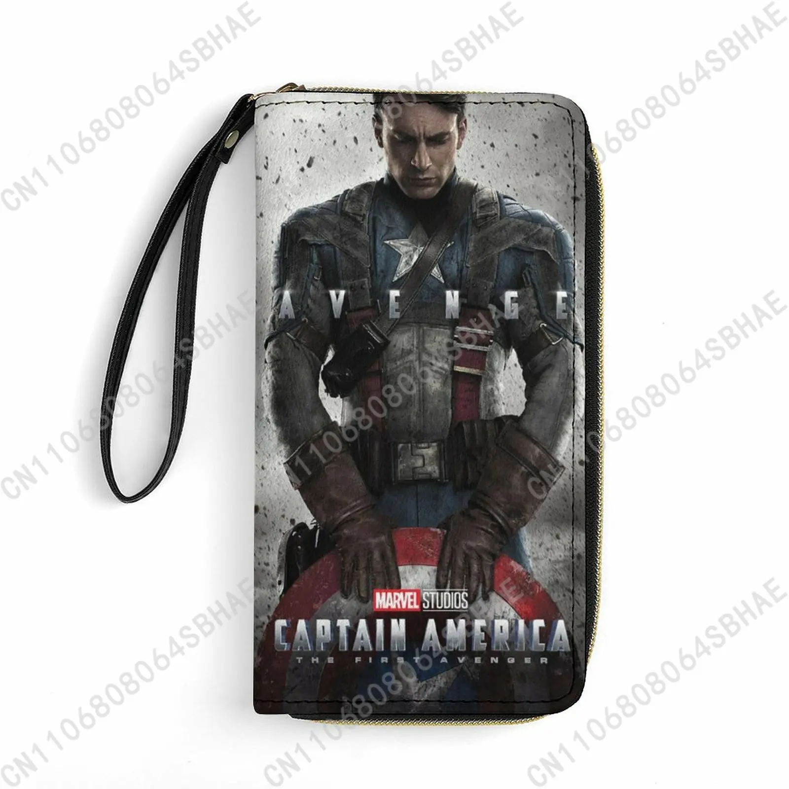 

Marvel Captain America Custom PU Leather Wallet Rope Handle Small Portable Card Holder Men Women Purse Gift Friend Cosplay
