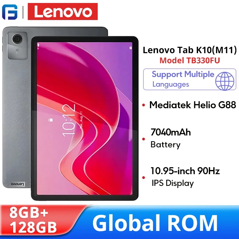 Global Rom Lenovo Zhaoyang Tab K10 M11 8 ГБ 128 ГБ Wi-Fi TB330FU MTK Helio G88 10,95 дюйма 90 Гц Дисплей GPS 7040 мАч Android 13 Таблица