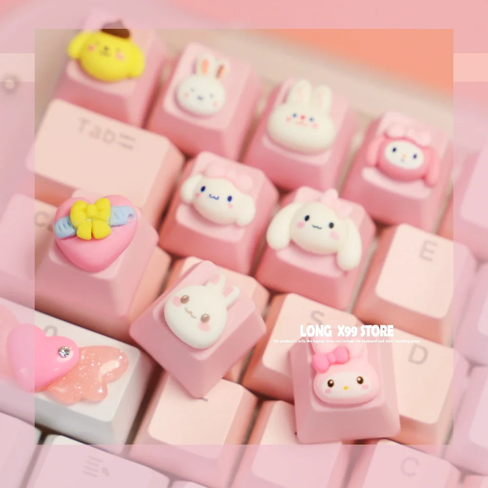 Cartoon Anime Cute Big Ears Cinnamoroll ESC Keys Beautiful Girl Pink Rabbit Personalized Custom PBT Mechanical Keyboard Keycap
