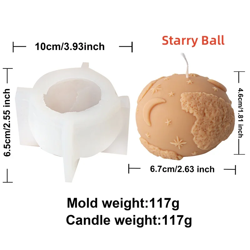 Embossed Starry Sphere Pillar Forest Fox with Flower Silicone Candle Mold DIY Relief Life Tree Egg Flying Crane Ball Resin Tool