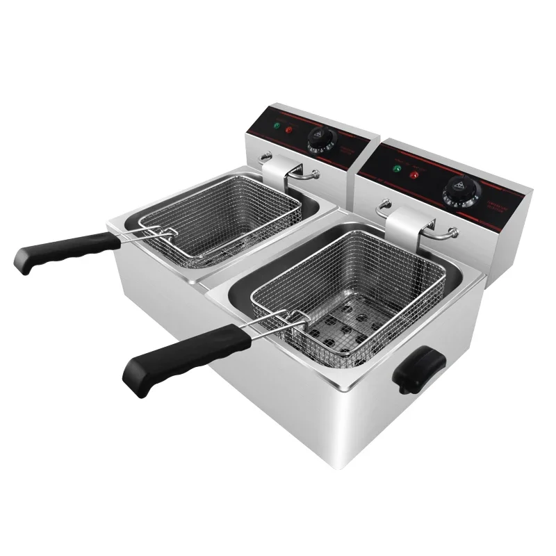 

#8+8 Liters Double Basket Electric Deep Fryers Commercial Electric French Fries Deep Fryer Machines Deep Fat Potato Fryer