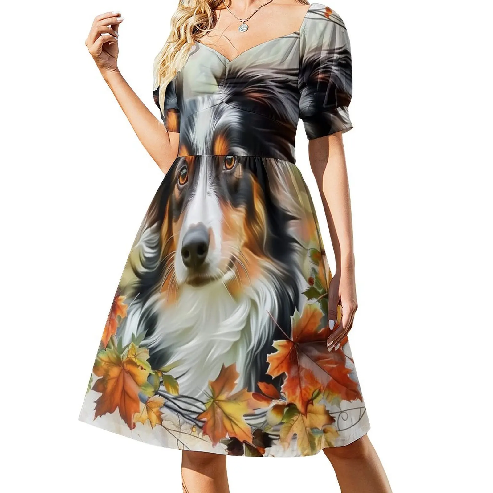 

Miniature American Shepherd Dog - Lovely Expression Short-Sleeved Dress cute dress dresses for womens