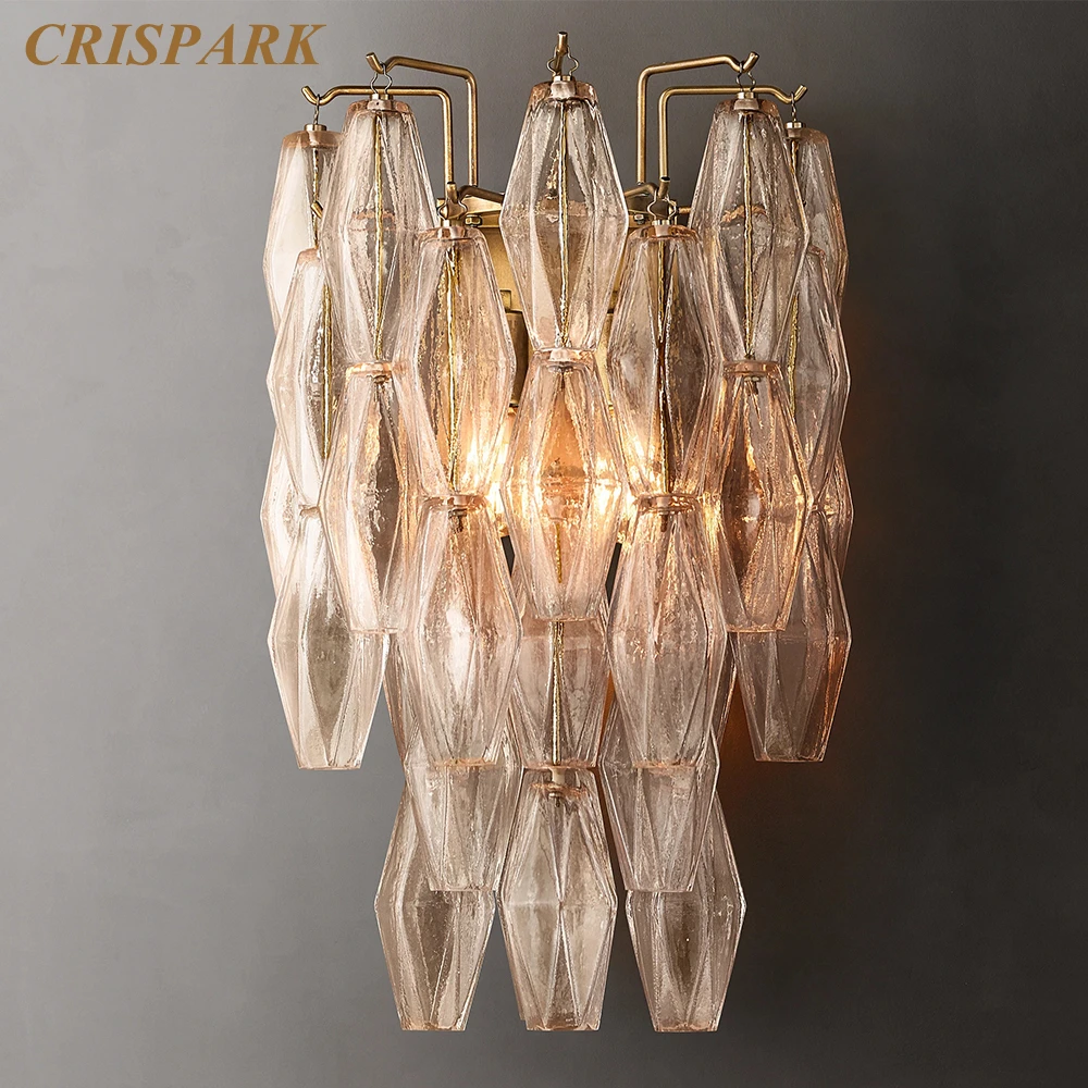 Chiara Glass Sconce LED Home Decor Clear Smoke Grand Wall Lamp Modern Interior Polyhedron Glass Light Fixture for Living Room