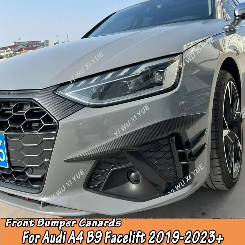 

For Audi A4 B9.5/B9 Facelift 2019-2023 TDI Sedan/Avant Front Bumper Spoiler Splitter Canards Trim Sticker Body Kits Tuning