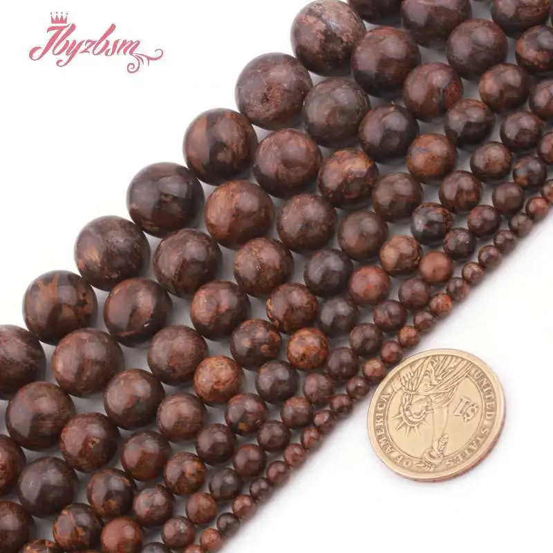 

4/6/8/10mm Natural Brown Bronzite Smooth Faceted Frost Round Natural Stone Bead 15 inch for DIY Necklace Bracelet Jewelry Making