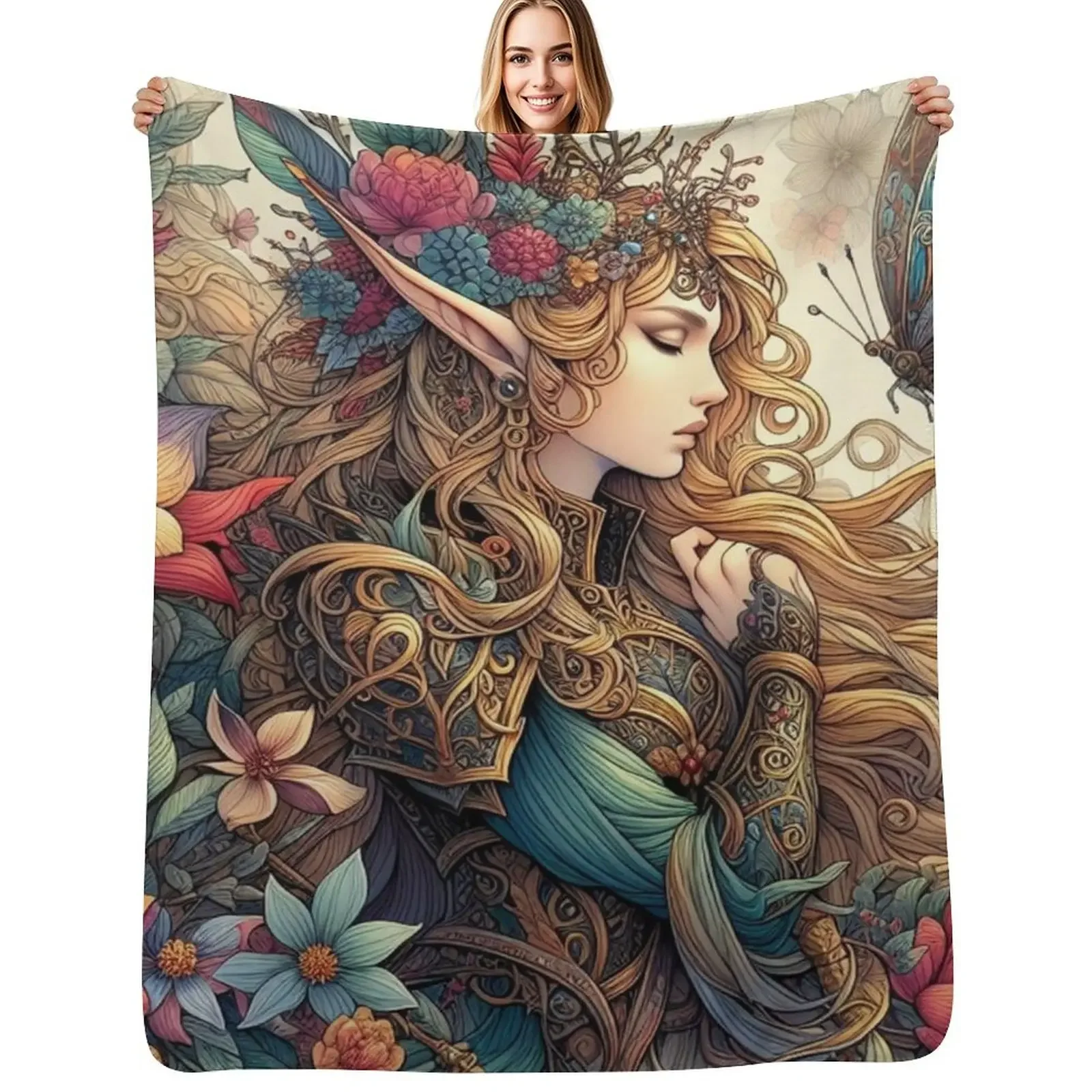 

Wood Elf Throw Blanket Thin Hairys warm winter Blanket