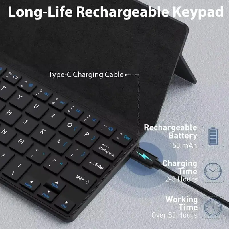 JOMAA Mini Lipat Bluetooth Keyboard Portabel Keyboard Nirkabel Ultra-Slim Perjalanan Lipat Keyboard untuk iPhone iPad Mac Android