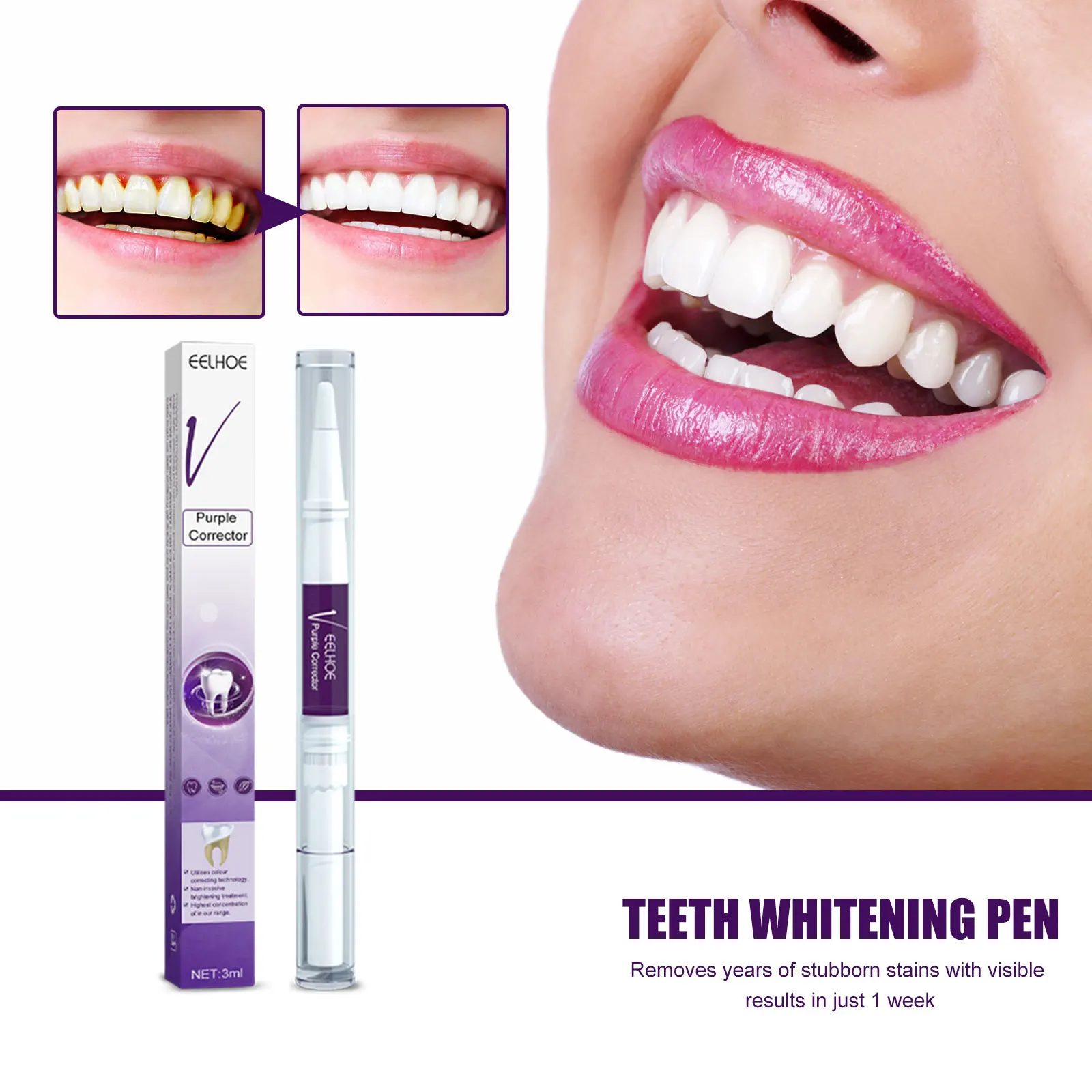 

V34 Teeth Whitening Dental Whitening Teeth Whitener Mousse Oral Cleaning Tooth Dental Care Purple Toothpaste Repair Bleaching