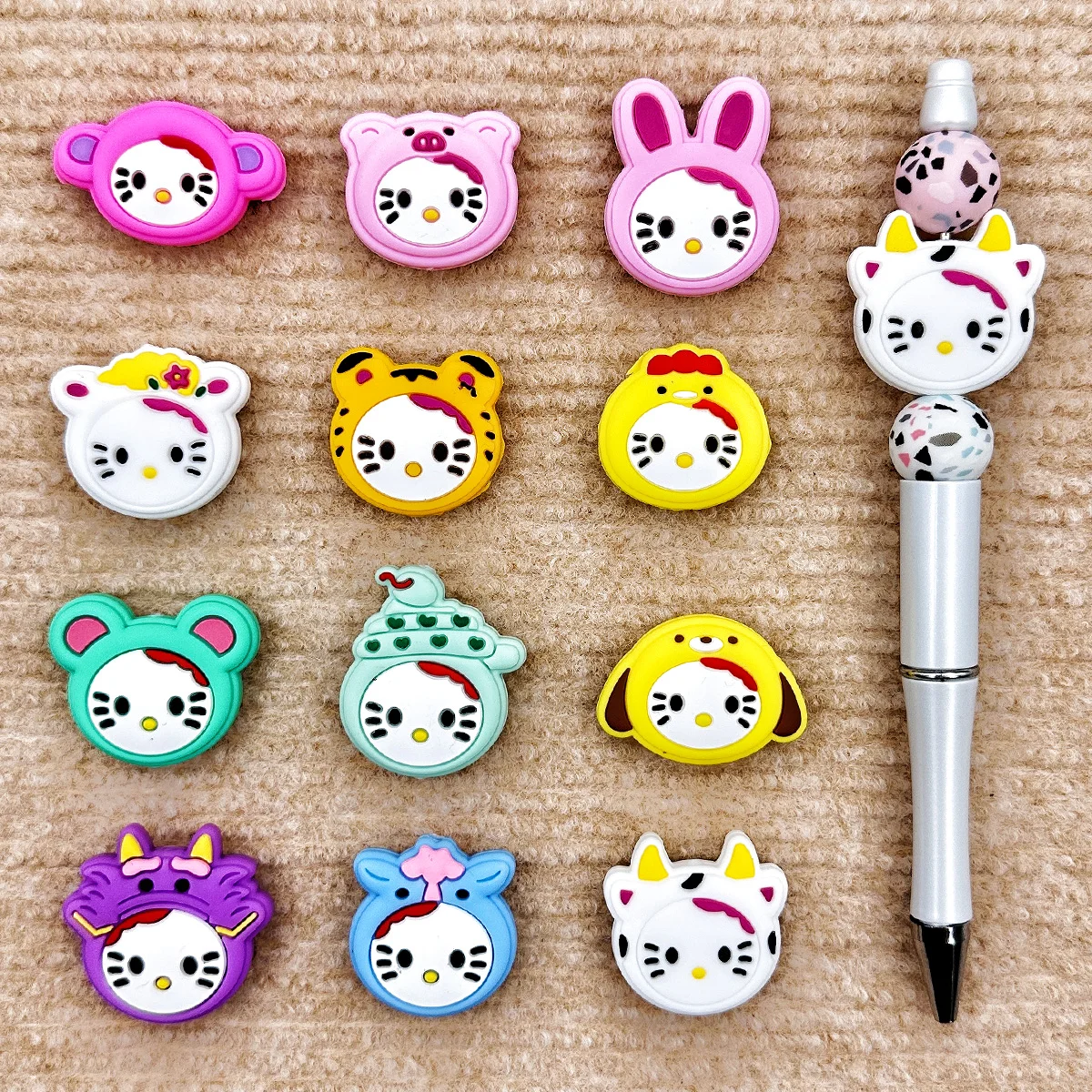 10PCS Silicone Beads Twelve Zodiac Animal Beads Baby Chewing Toy Pen Beads DIY Nipple Chain Jewelry Accessories Kawai Gifts