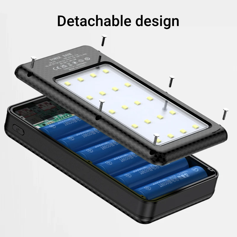 6x18650 Battery Holder 10W Fast Charging Digital Display DIY Mobile Power Case Dual USB Type C Wireless Charging Power Case image 5