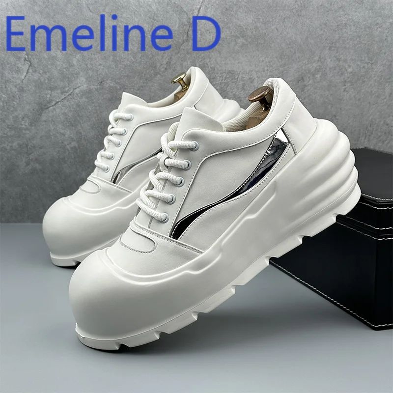 

Big Head Little White Shoes Men's Sponge Cake Board Shoes Thick Bottom Height Increase Ugly Cute Versatile Fashion Bread Shoes