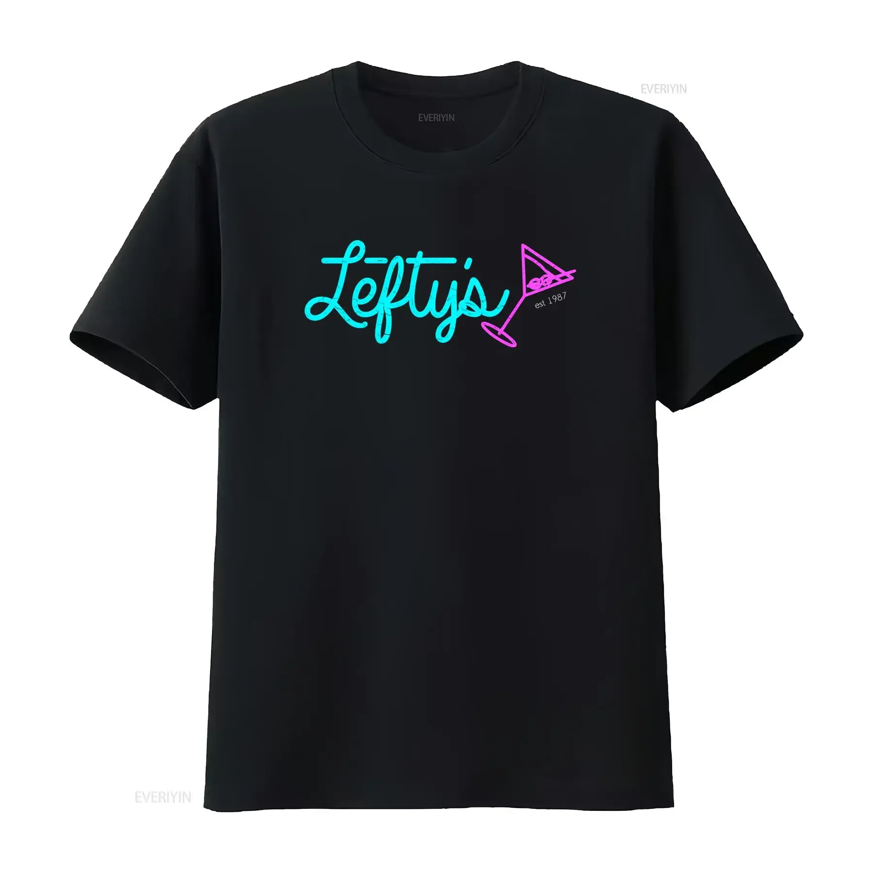 Lefty's Bar T Shirt Logo Leisure Symbol Suit Sign Game Larry Games Gaming 1987 Est vintage Washed Soft streetwear Slightly