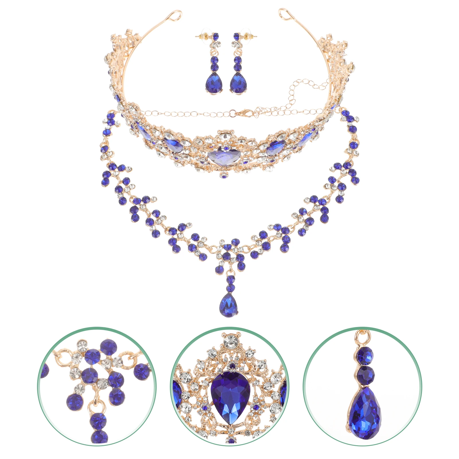 Stylish Bride Necklace Earring Set Wedding Jewelry Elegant Accessories Party Costume Women Female Red
