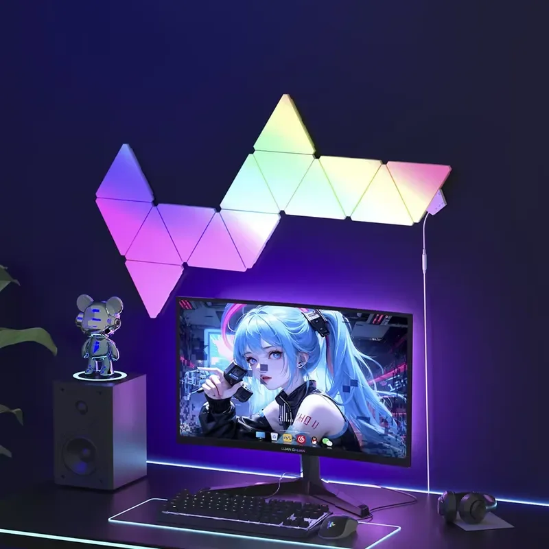Banqcn Triangle LED Gaming Setup RGB Wall Lights For Bedroom Smart Home Light Panels Works With Alexa Google Assistant - view 6