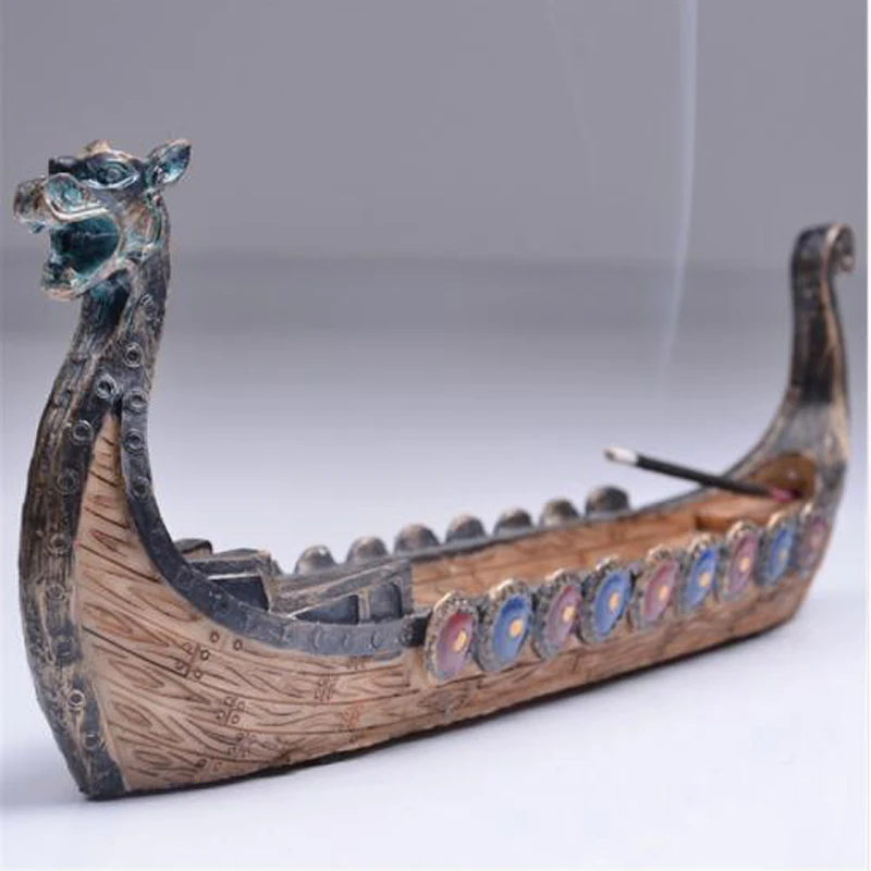 Dragon Boat Incense Stick Holder Burner Hand Carved Carving Censer Ornaments Retro Incense Burners Traditional Design