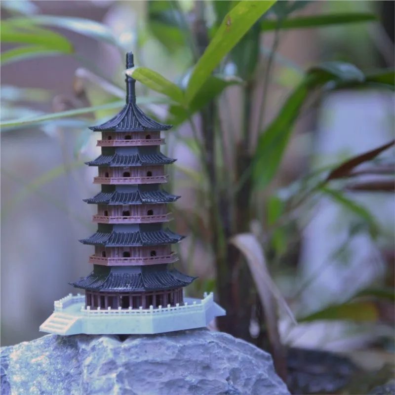 

Chinese Style Ancient Architecture Leifeng Pagoda Style Bonsai Micro Landscape Fish Tank Horticultural Landscape Ornament ZF396