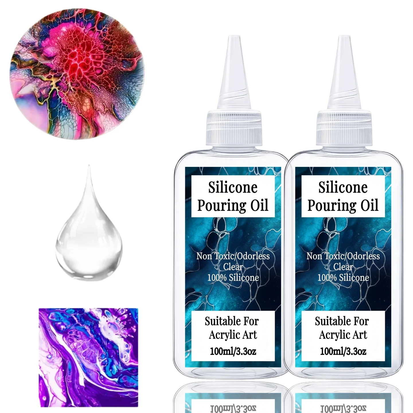 Acrylic Pouring Oil - Suitable for Acrylic, Watercolor Paints, Flow Painting Medium for DIY Crafts, Wood, Canvas, Rock