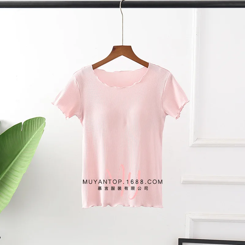 New Cotton Chest Pad Sleepwear T-Shirt Casual Summer Pajamas Tops One Piece Short Sleeve Nightwear Bottoming Shirts