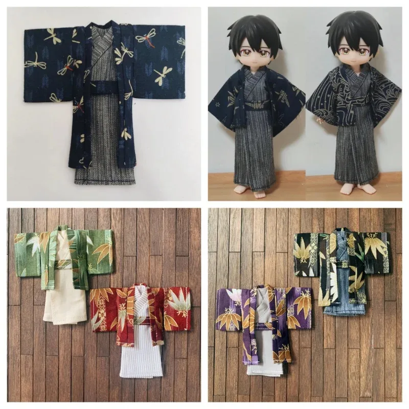 

3 шт./компл. кукла 1/12 [внутреннее пальто + пояс] костюм-кимоно Ob11 GSC одежда (подходит для Cu-Poche, YMY P9, 1/12BJD)