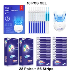 Teeth Whitening Kit - 5X LED Light Tooth Whitener, Mouth Trays, 3 Remineralizing Gel and 56 Teeth Whitening Strips