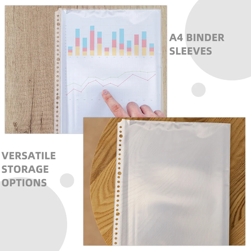 Fundas para carpetas A4 de 30 agujeros, archivador transparente, billetera impermeable para documentos para la escuela, oficina, protección de almacenamiento en el hogar, 20 piezas
