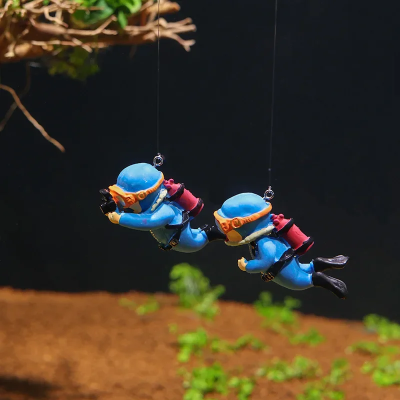 Kawaii Resin Frogman Aquarium Ornaments Interesting Floating Decoration Artificial Mini Diver Fish Tank Aquarium Accessories