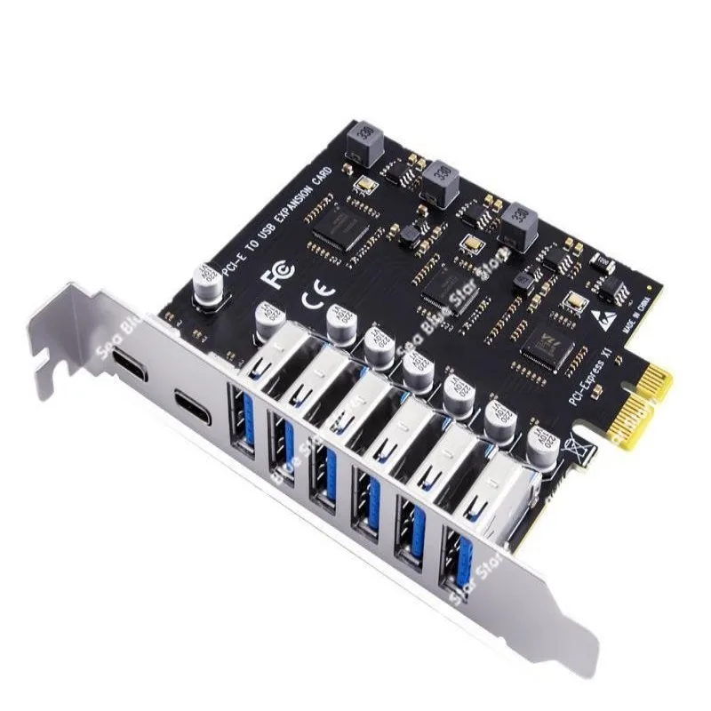 The new desktop USB 3.2 expansion card 8-port adapter card pci-e to usb3.2Type C front 19p interface