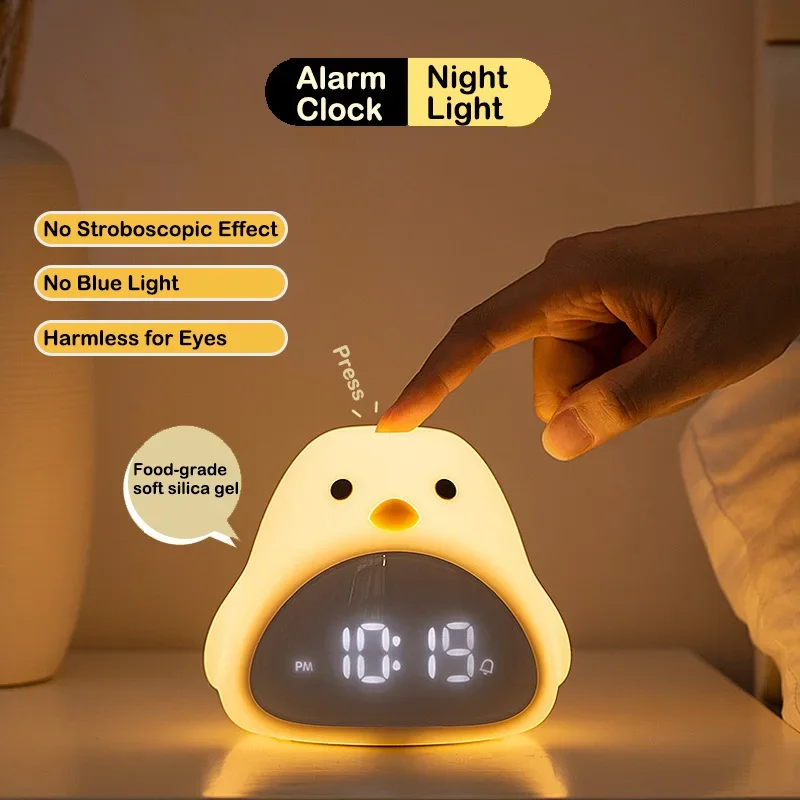 Cute Bird Alarm Clock Wake Up Light Digital Snooze Nature Night Lamp Sunrise Colorful Light With Nature Sounds Desk Table Clock