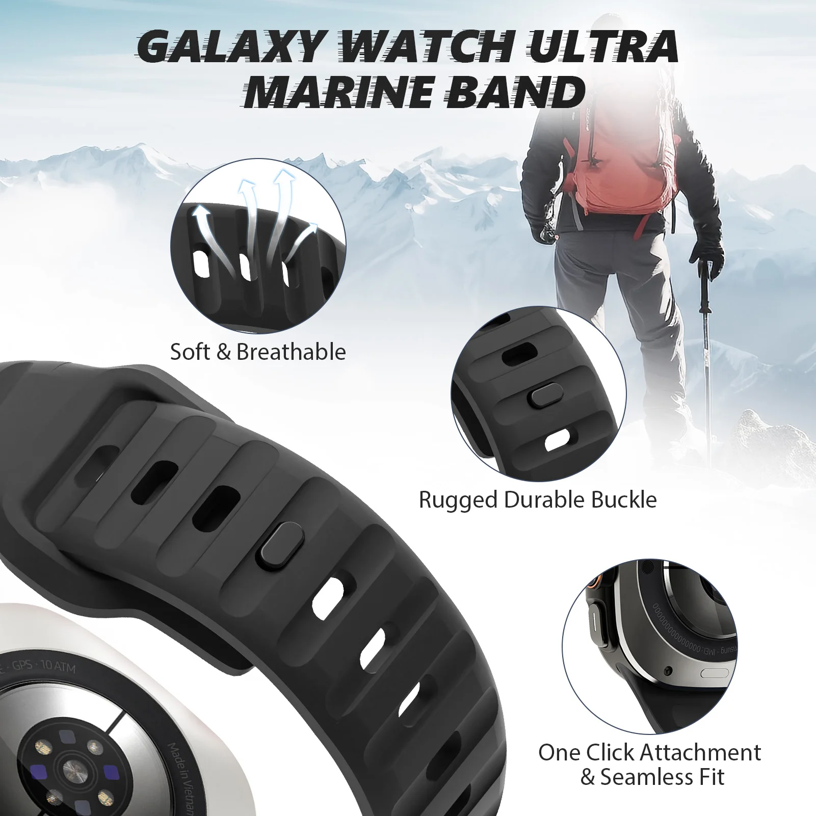 Galaxy Watch Ultra Strap Sport Silicone Accessories correa Bracelet For Samsung Galaxy Watch 7 ultra band 47mm smart watchband