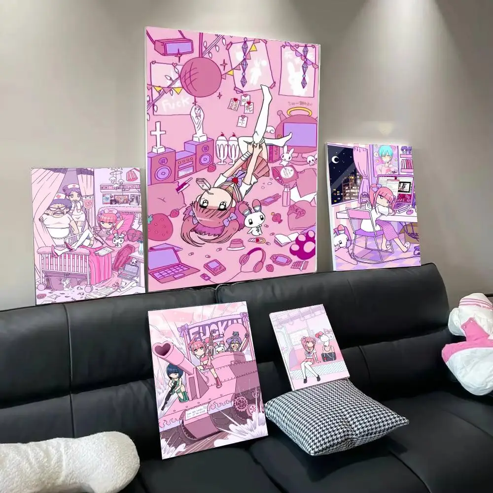 Cartoon M-Menhera Chan Poster Modern  Wall Art Aesthetic Minimalist Bedroom Decor Cafe Home Gift
