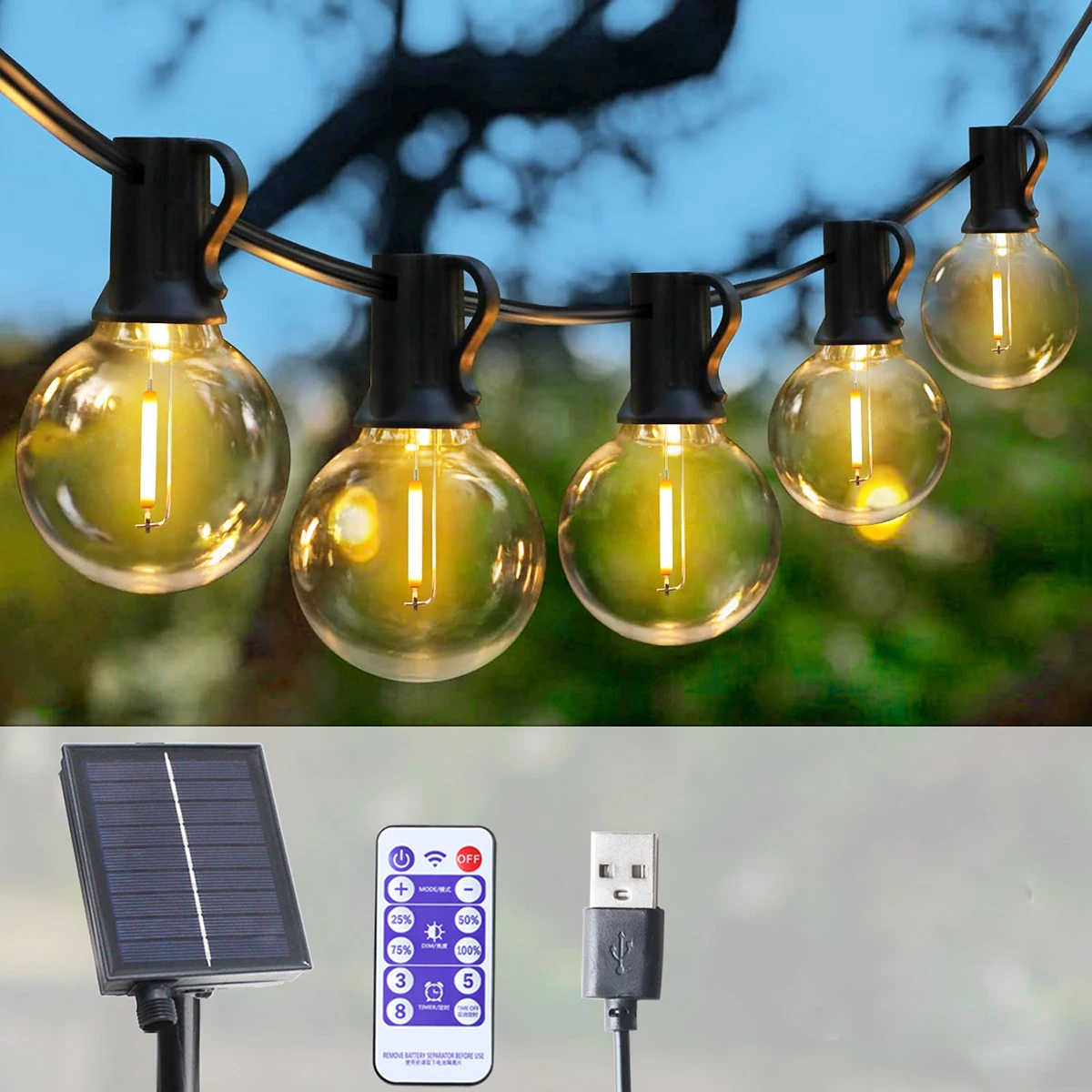 

Outdoor String Lights Solar Festoon LED Patio Lamps Solar Fairy Lights For Camping Garden Party Wedding Terrace Decoration