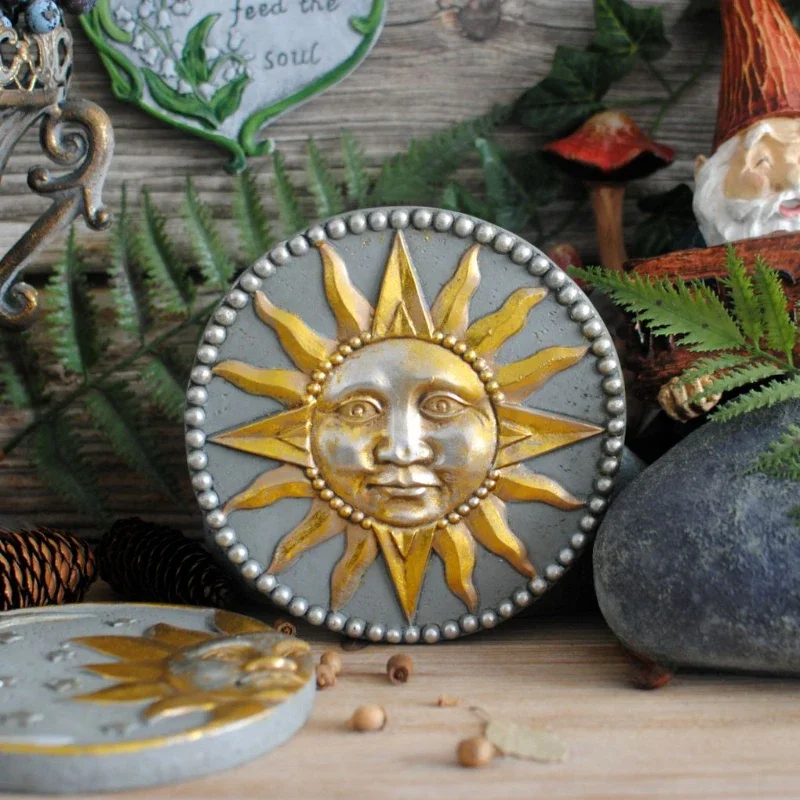 

American style retro vintage sun moon god garden decorations, small cement pendant decorations