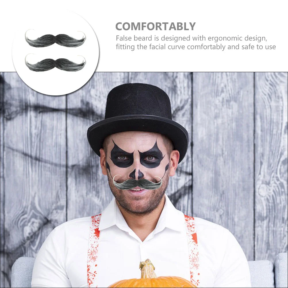2 Pcs Cosplay Halloween Beard Man Outfits for Men Realistic Adult Cloth Mustache Party