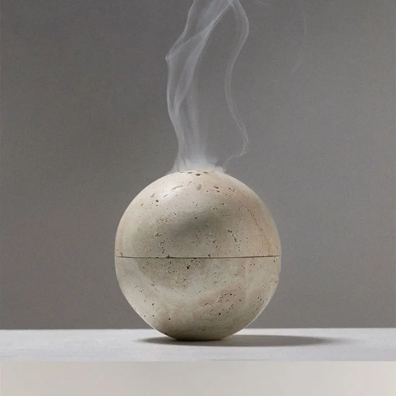 

Silent Wind Yellow Cave Stone Moxibustion Aromatherapy Stove Soft Decoration Villa Natural Marble Ornament Customization