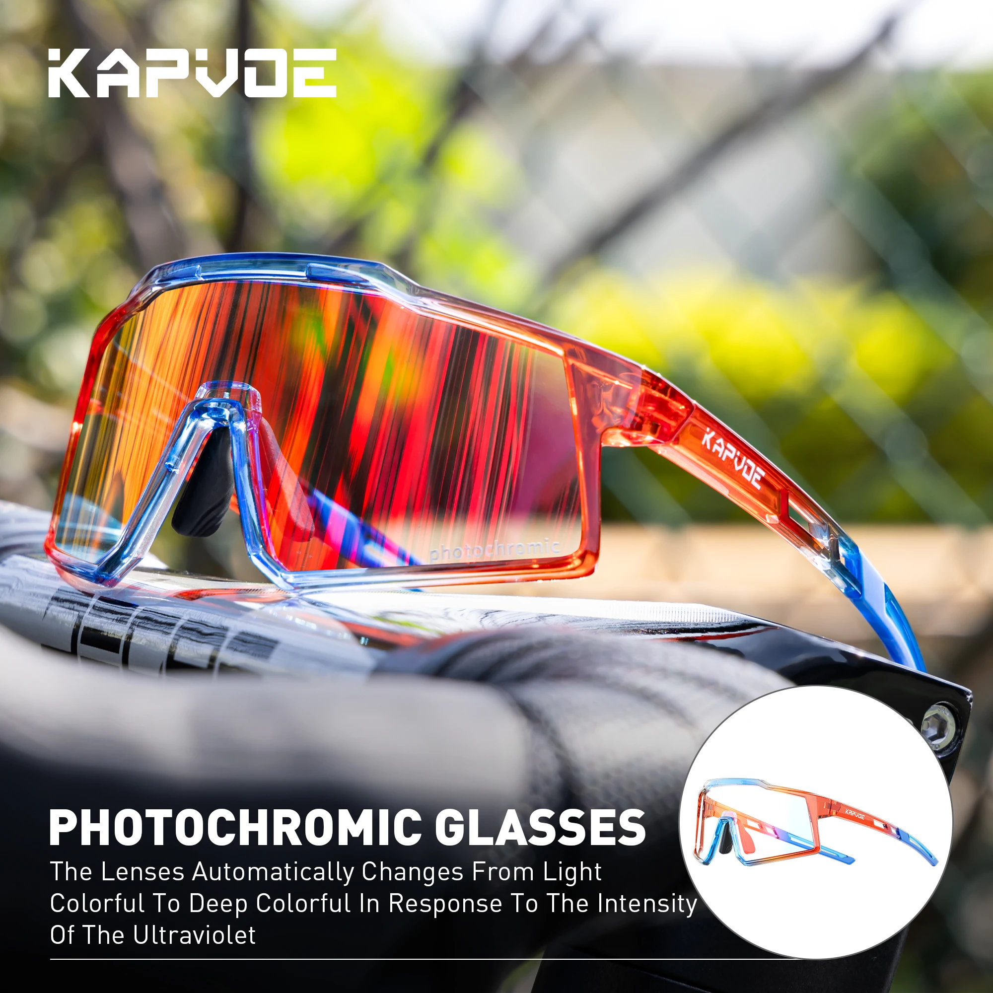 Kapvoe Kids Cycling Sunglasses Photochromic Children Cycling Glasses MTB Bicycle Outdoor Bike Sports Eyewear Golf Accessories