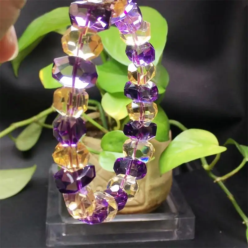 Natural Freeform Amethyst Citrine Bracelet For Women Fashion Summer Dopamine Charm Jewelry Accessories 1PCS 13-14MM