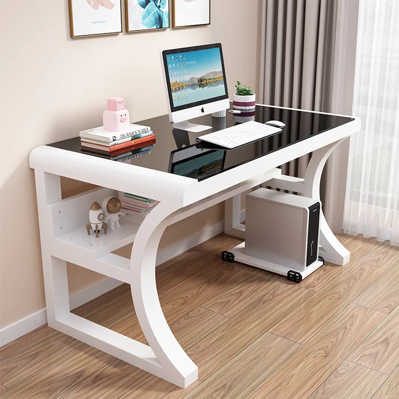 

Computer Desk Desktop Household Modern Simple Tempered Glass Student Bedroom Table