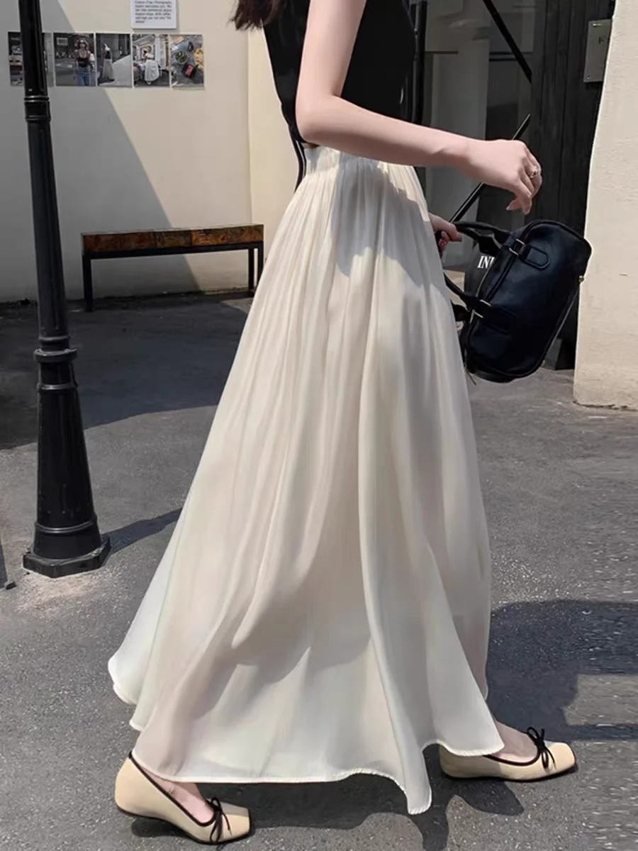 Chiffon Midi Skirts For Women 2025 Ethereal Fairycore Maxi, High Waist Elegant Long Skirt, Summer Must-Have Clothing