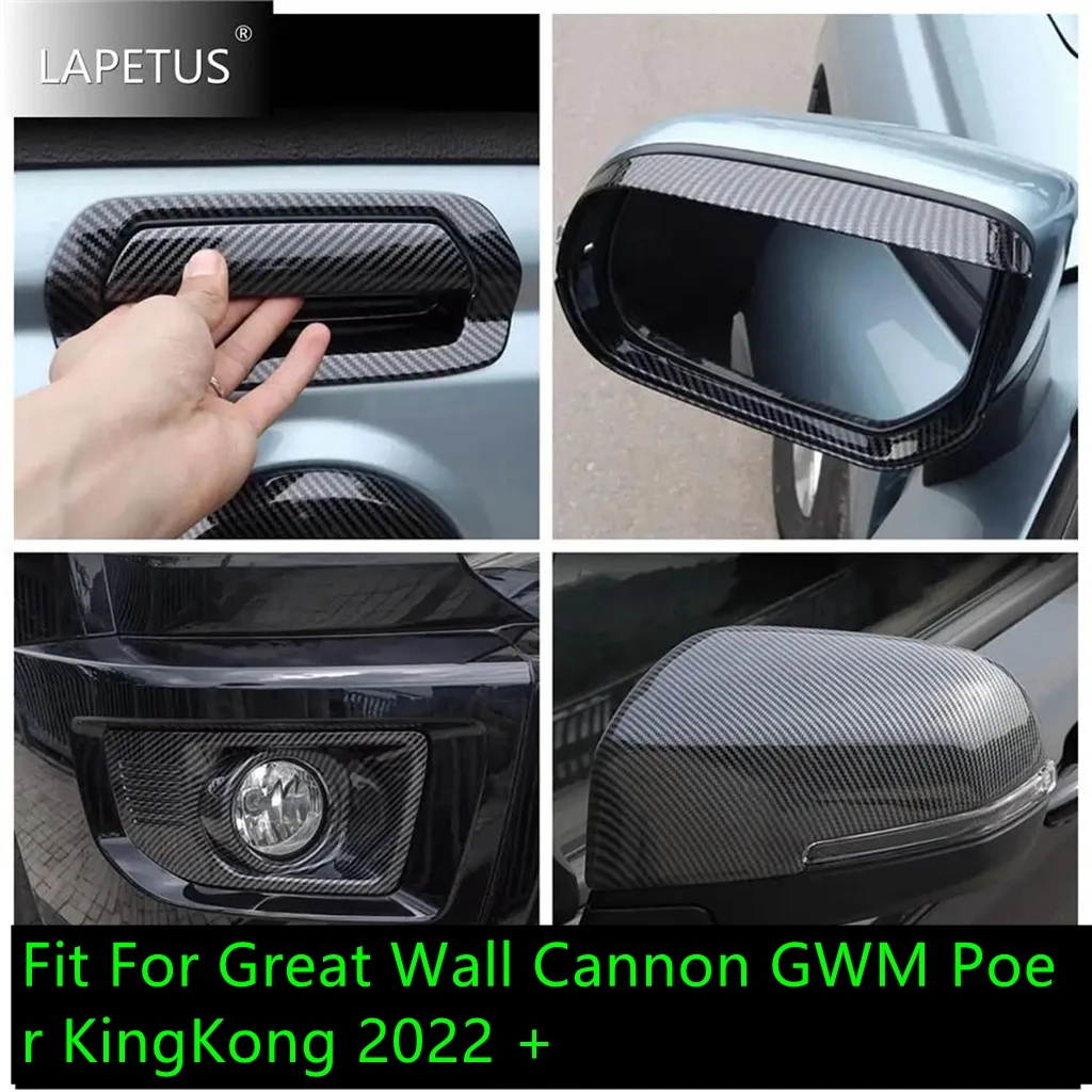 

Carbon Fiber ABS Auto Front Fog Light / Rearview Mirror Cover Trim Accessories For Great Wall Cannon GWM Poer KingKong 2022 2023