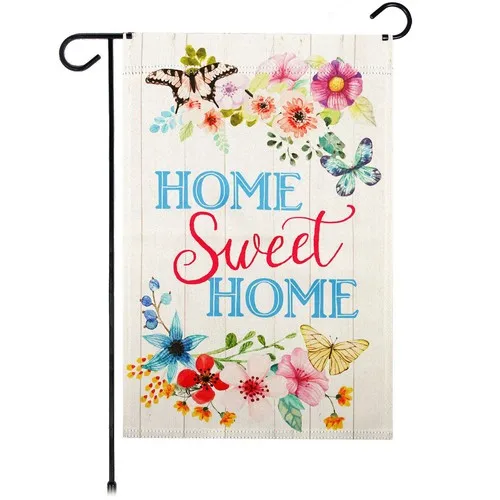 Садовый флаг G128 Home Sweet Home с изображением бабочек, 12x18 дюймов, для весеннего украшения газона HHJ LLG