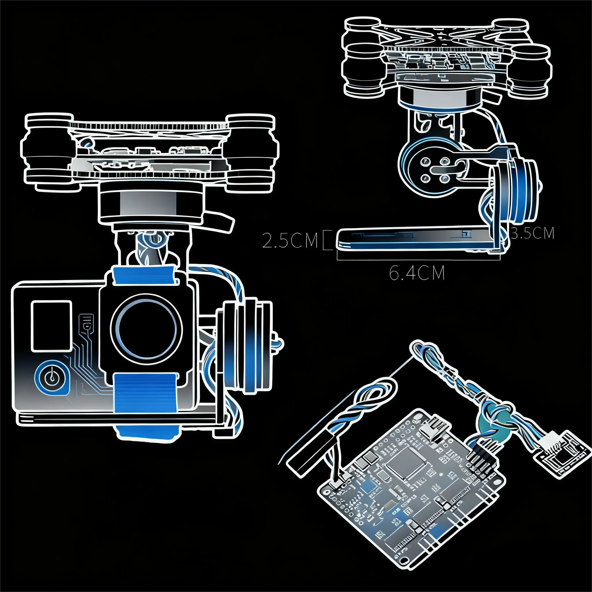 

HotRC 3-осевой бесщеточный карданный подвес для камеры и 32-битный контроллер Storm32, широкий для Gopro3/Gopro4/SJ4000/Xiaomi FPV Camera Drone