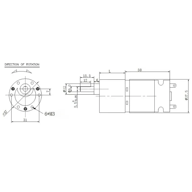 JGB37-545 DC 12V 24V High Torque Gear Motor All Metal Gear Box Electric Motor 8/12/23/37/47/70/110/200/330/625/1000RPM