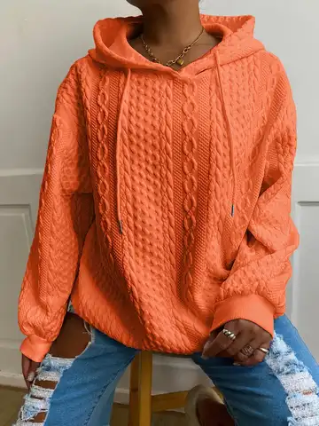 Fashionable Large Size Women's Long Sleeve Hoodie Twist Casual Sweatshirt Loose Fit 2026 European And American Export Garment