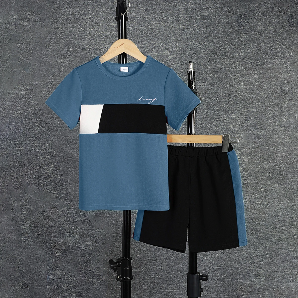 Summer Grown Man 2 Piece Casual Color Block Short Sleeve T-shirt Shorts Set Summer Men's T-shirt Outdoor Sports Men's Clothing