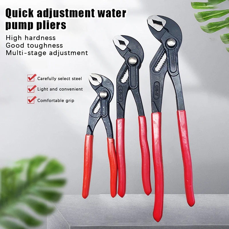 7/10/12 Inch Water Pump Pliers Quick-Release Plumbing Pliers Pipe Wrench Adjustable Water Pipe Clamp Pliers Household Hand Tools