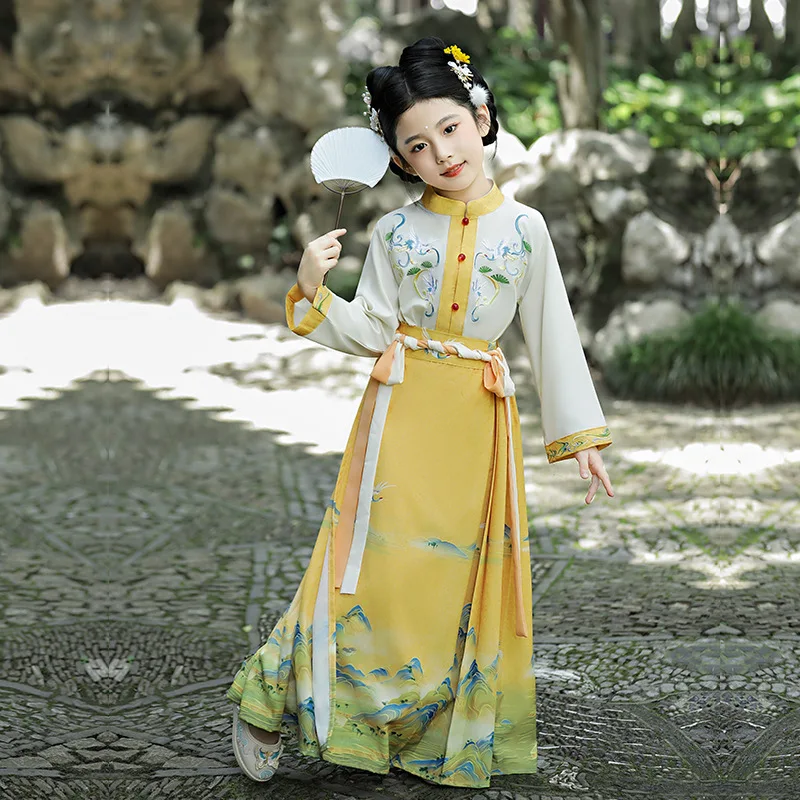 Borduurwerk Hanfu Jurk Voor Meisjes Kids Jurk Nieuwjaarskostuum Carnaval Dans Uitvoeren Fee Jurken Traditionele Chinese Kleding