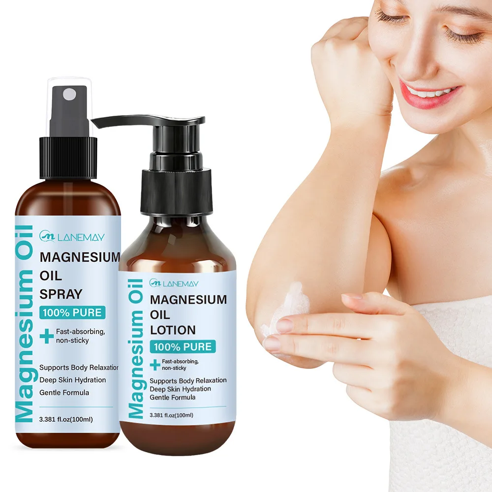 Magnesiumöl-Spray & Lotion-Set – 100 % rein für tiefe Hydratation & Entspannung. Erleben Sie die Kraft von 100 % reinem Magnesiumöl.
