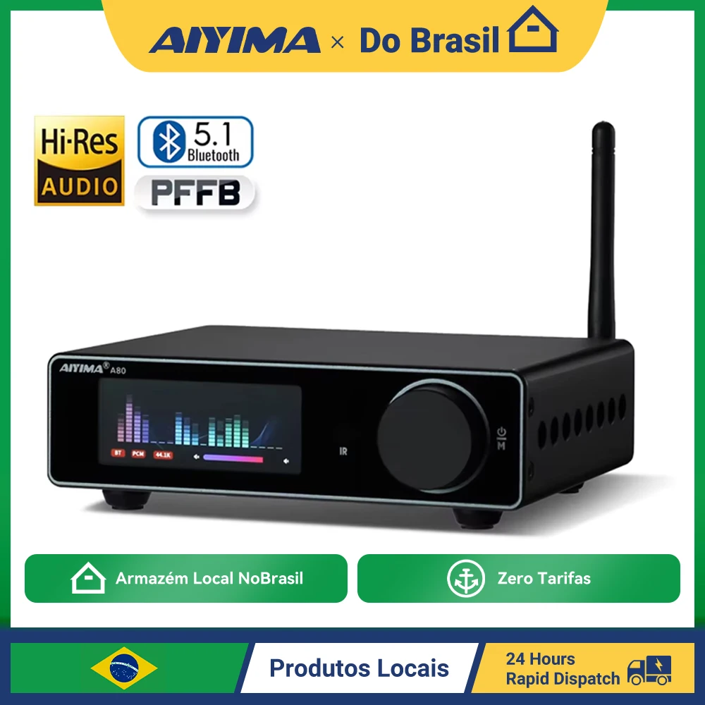 Aiyima A80 amplificador tpa3255 dac bluetooth pffb potência estéreo 300wx2 classe d 2.0 hires amplificador digital com rca trs opt coa entrada usb